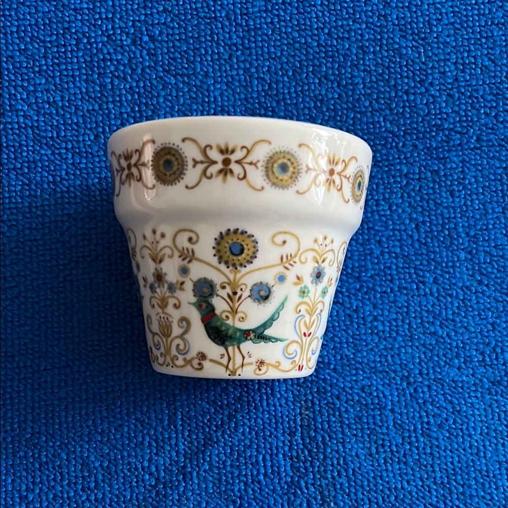 Kurt Hammer Blue and White Ceramic Decor Pot with Artistic Accents